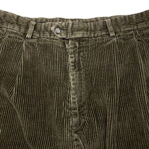 90s AKA Eddie Bauer Corduroy Trousers 34 (32x28 Cuffed) Pleated Olive Green